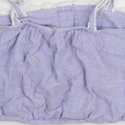 River Island Girls Blue Cotton Camisole Tank Size 10 Years Square Neck Pullover - Cropped