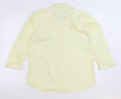 Liz Claiborne Womens Yellow 100% Cotton Basic Button-Up Size 10 Collared
