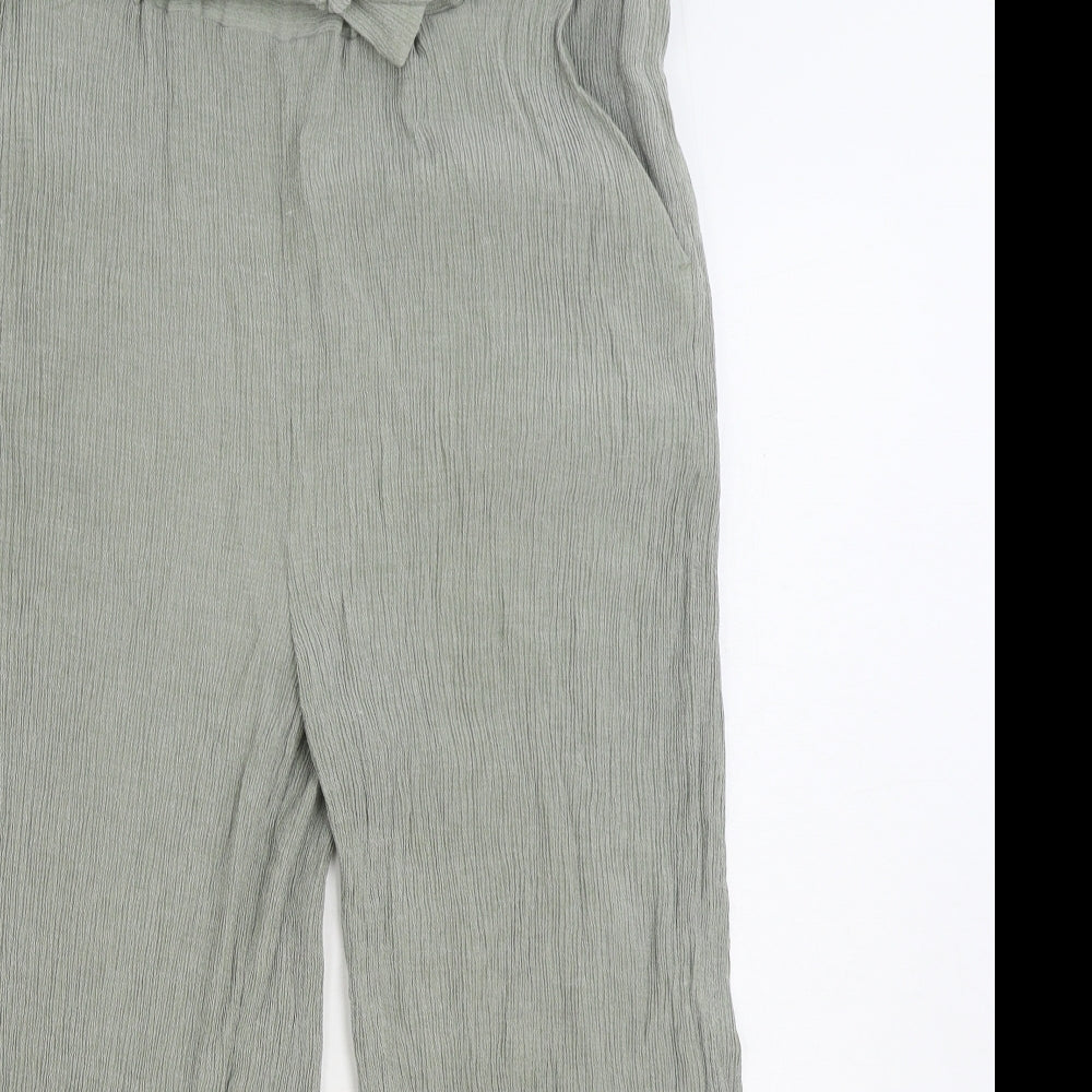 New Look Womens Green Viscose Trousers Size 16 L21 in Regular Tie - Paoerbag