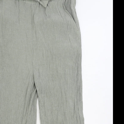 New Look Womens Green Viscose Trousers Size 16 L21 in Regular Tie - Paoerbag