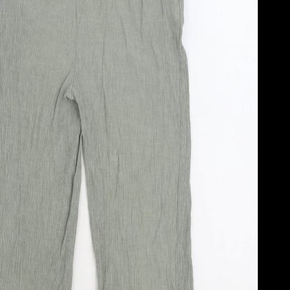 New Look Womens Green Viscose Trousers Size 16 L21 in Regular Tie - Paoerbag