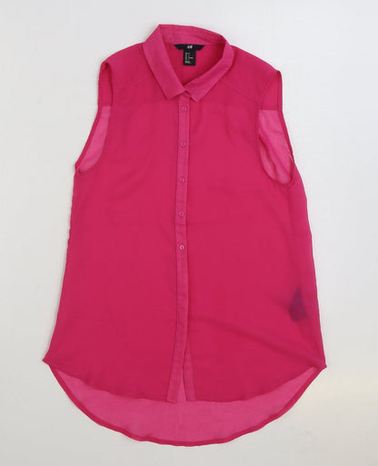 Womens UK Size 6 H&M Pink Basic Button-Up