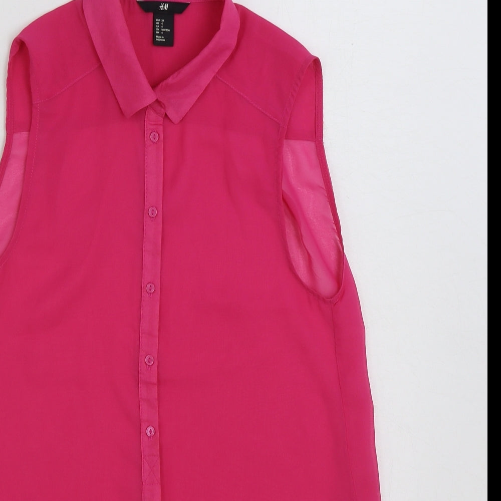 Womens UK Size 6 H&M Pink Basic Button-Up