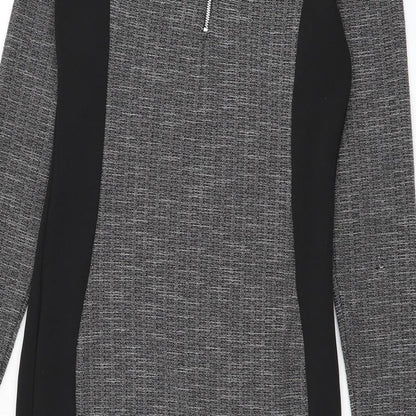 River Island Womens Black Polyester Bodycon Size 10 Round Neck Zip