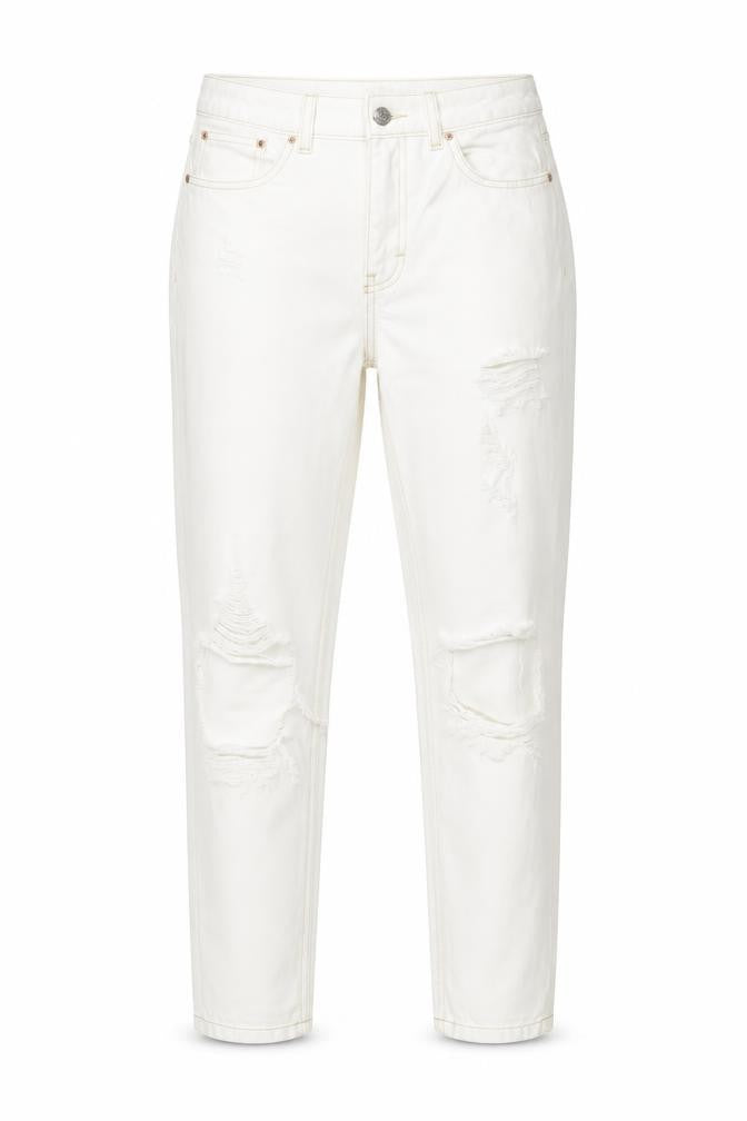 Topshop Womens White Cotton Straight Jeans Size 28 in L32 in Regular Zip
