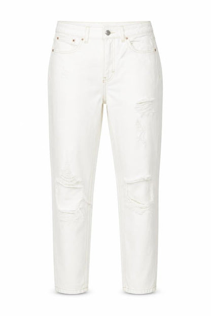 Topshop Womens White Cotton Straight Jeans Size 28 in L32 in Regular Zip