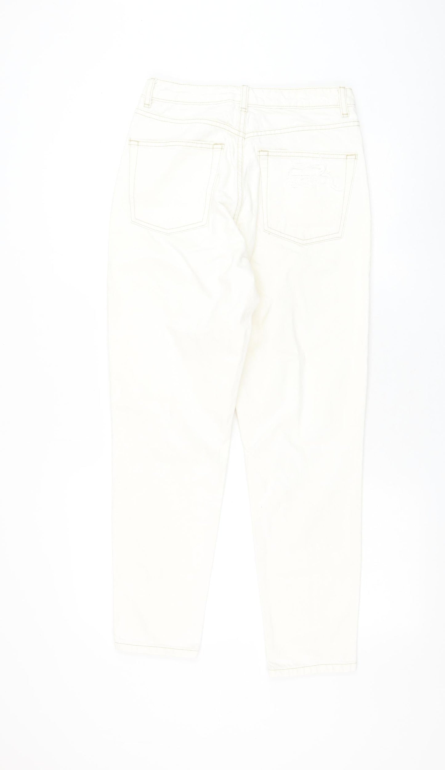 Topshop Womens White Cotton Straight Jeans Size 28 in L32 in Regular Zip