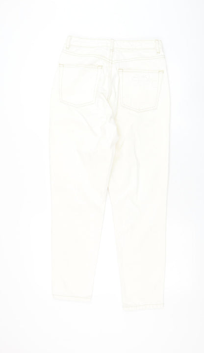 Topshop Womens White Cotton Straight Jeans Size 28 in L32 in Regular Zip