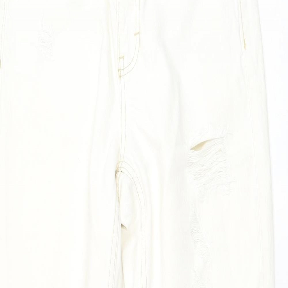 Topshop Womens White Cotton Straight Jeans Size 28 in L32 in Regular Zip