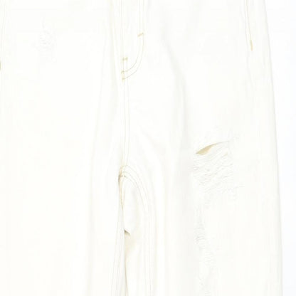 Topshop Womens White Cotton Straight Jeans Size 28 in L32 in Regular Zip