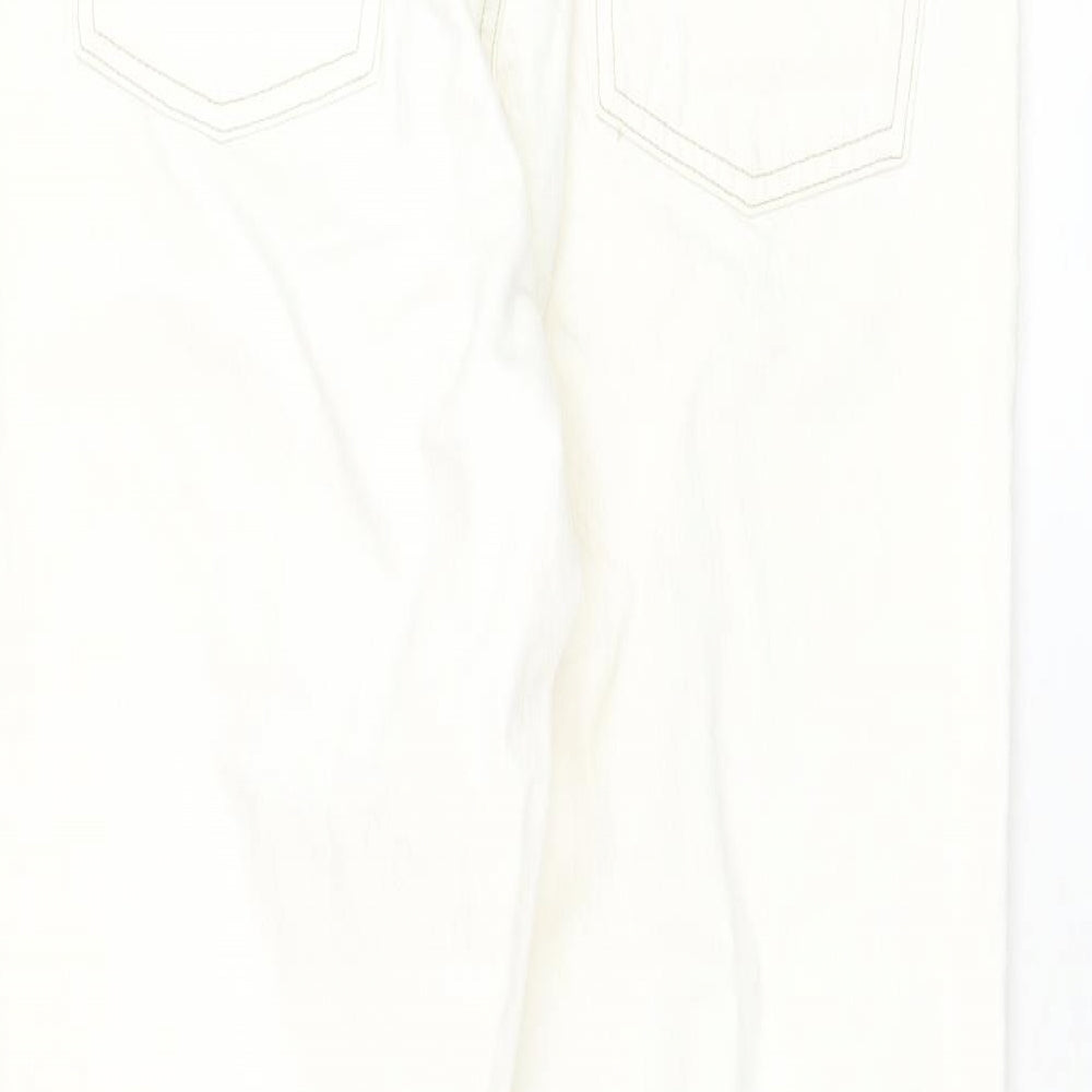 Topshop Womens White Cotton Straight Jeans Size 28 in L32 in Regular Zip