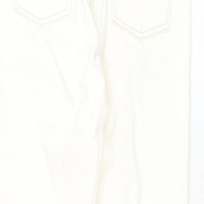 Topshop Womens White Cotton Straight Jeans Size 28 in L32 in Regular Zip