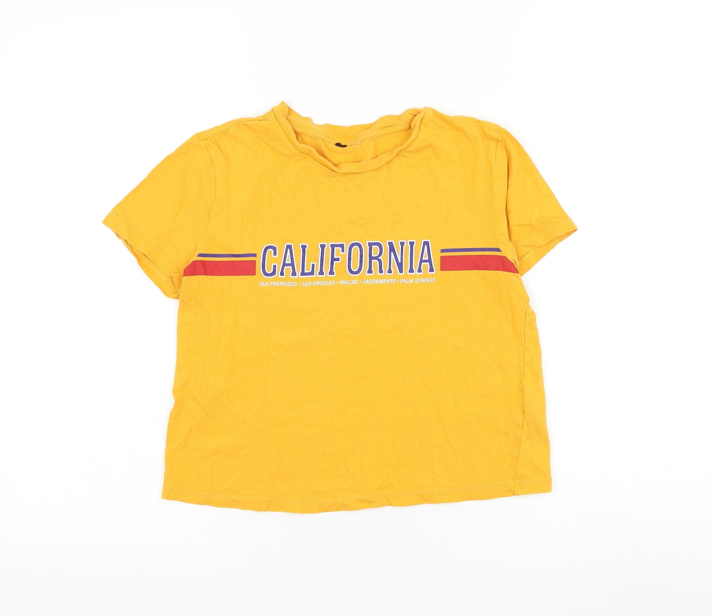 Womens UK Size XS H&M Yellow Cropped T-Shirt