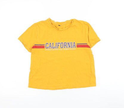 Womens UK Size XS H&M Yellow Cropped T-Shirt