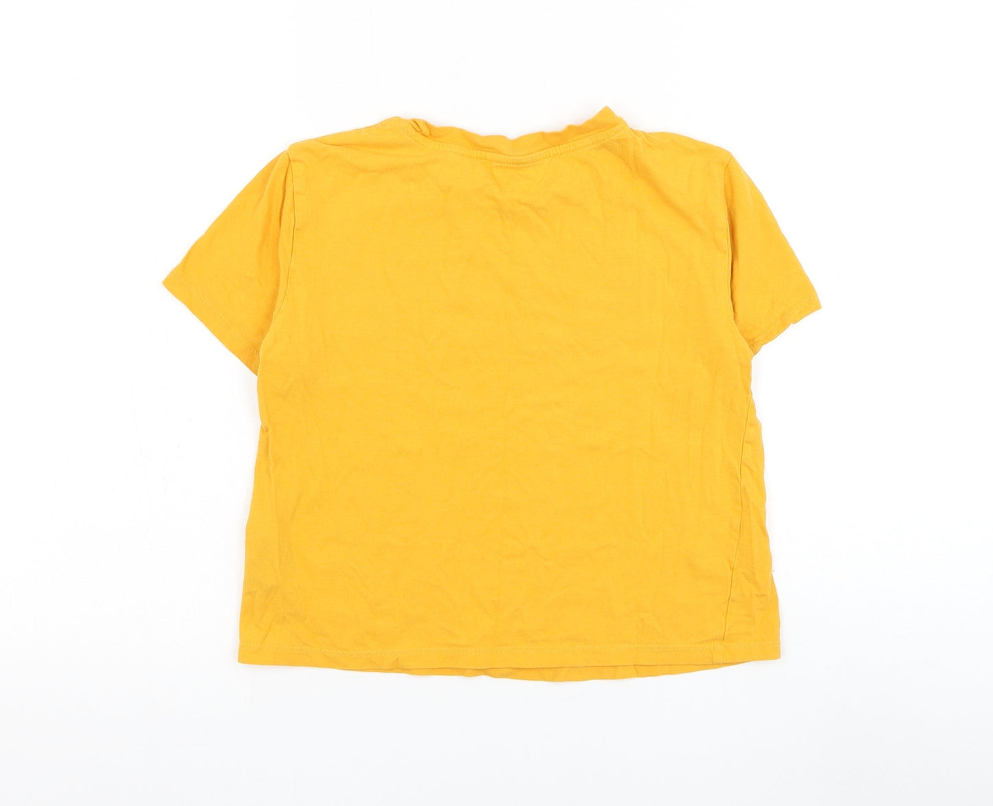 Womens UK Size XS H&M Yellow Cropped T-Shirt