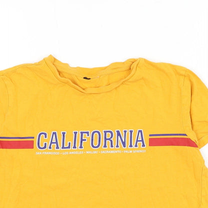 Womens UK Size XS H&M Yellow Cropped T-Shirt