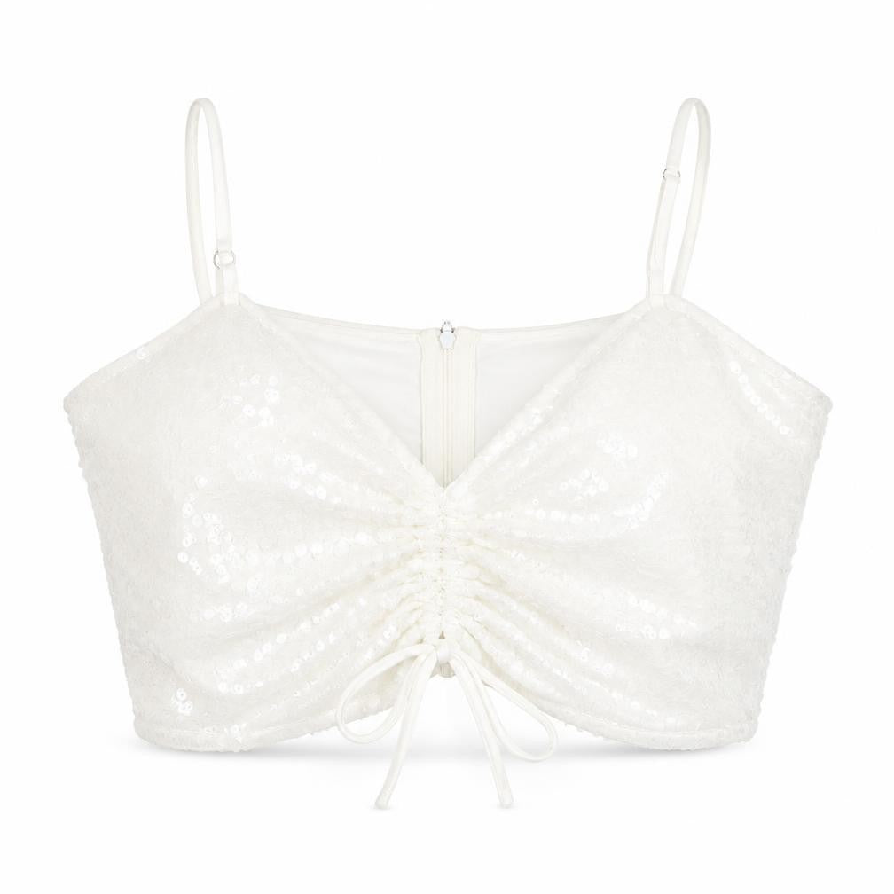 Womens UK Size 14 Boohoo White Cropped Tank