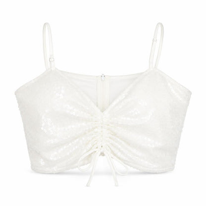 Womens UK Size 14 Boohoo White Cropped Tank