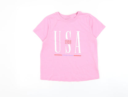 Womens UK Size 8 Topshop Pink Basic T-Shirt