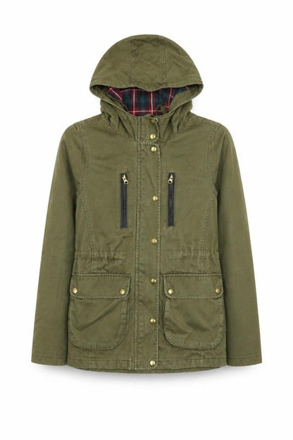 Topshop Womens Green Parka Coat Size 6 Zip - Elbow Patches