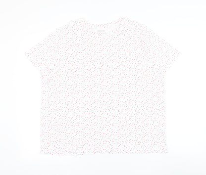 Dunnes Stores Womens White Polka Dot Cotton Basic T-Shirt Size L Round Neck