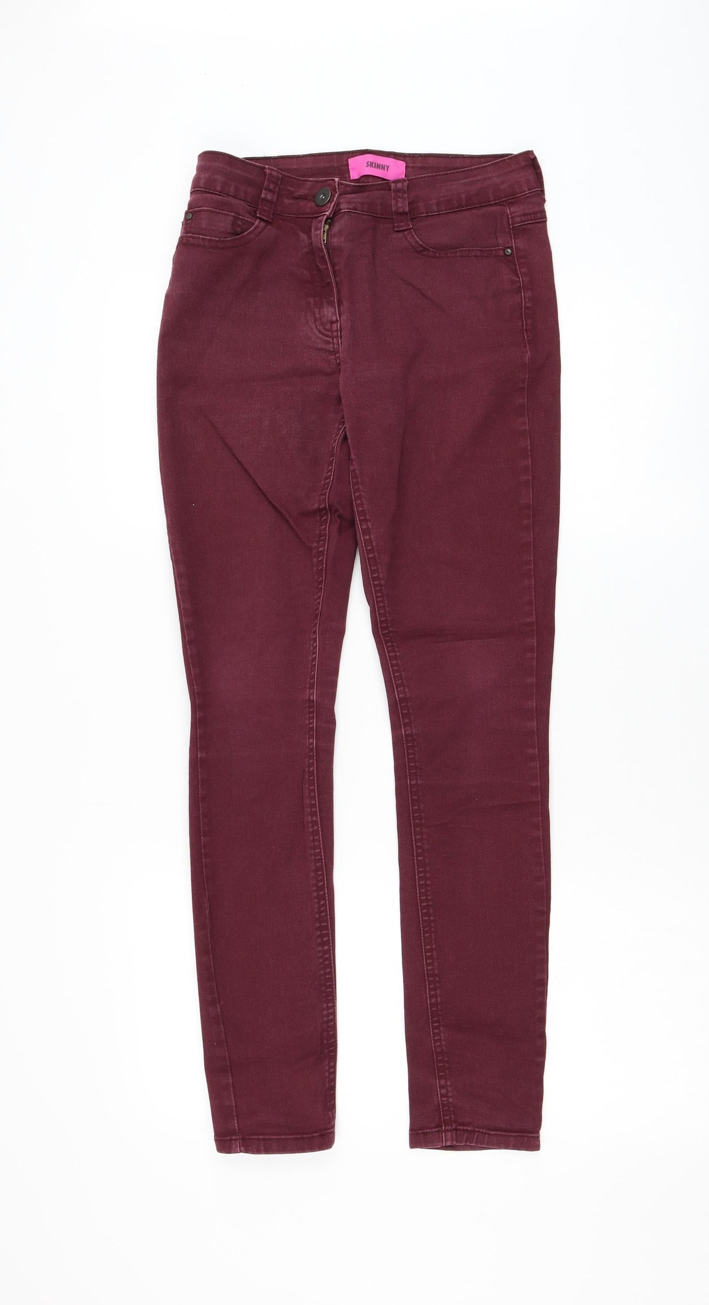 Preworn Womens Red Polyester Skinny Jeans Size 28 in L29 in Regular Zip