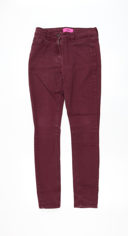 Preworn Womens Red Polyester Skinny Jeans Size 28 in L29 in Regular Zip