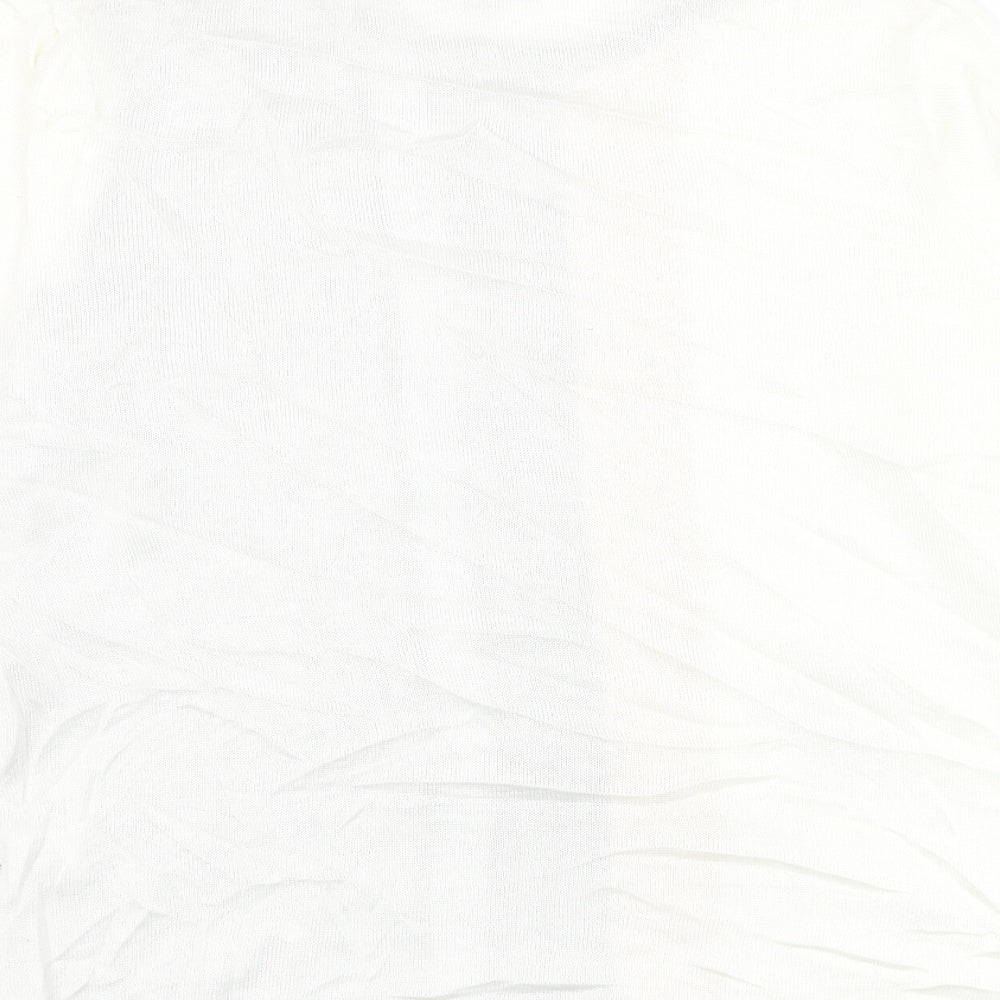 BASSINI Womens White Round Neck Geometric Acrylic Pullover Jumper Size M - Flower