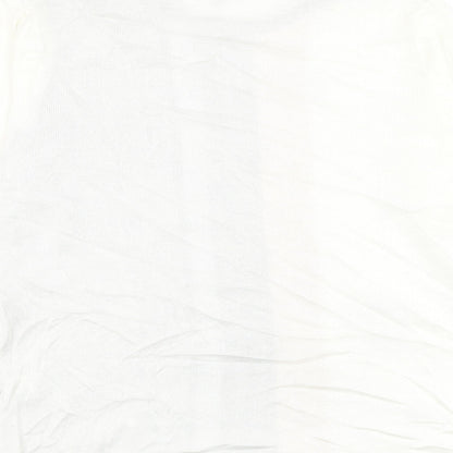 BASSINI Womens White Round Neck Geometric Acrylic Pullover Jumper Size M - Flower