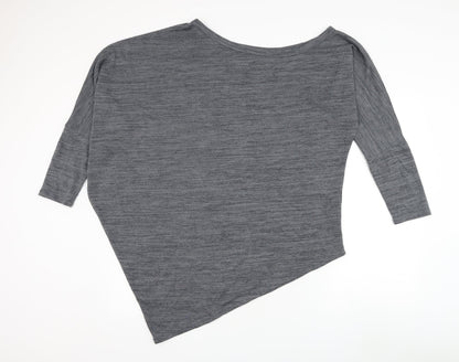 Blue Vanila Womens Grey Round Neck Polyester Pullover Jumper Size L - Asymmetrical