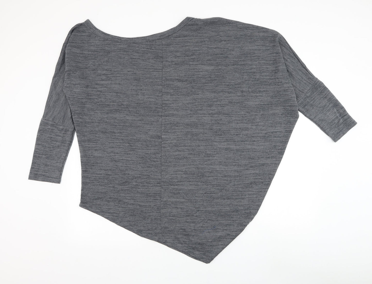 Blue Vanila Womens Grey Round Neck Polyester Pullover Jumper Size L - Asymmetrical