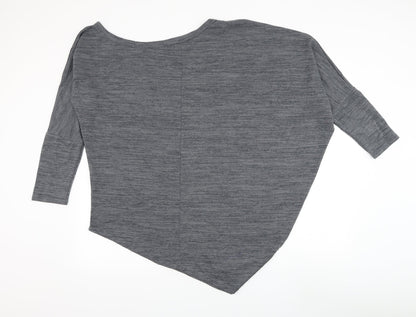 Blue Vanila Womens Grey Round Neck Polyester Pullover Jumper Size L - Asymmetrical