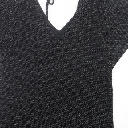 Womens UK Size 8 Peacocks Black Basic T-Shirt