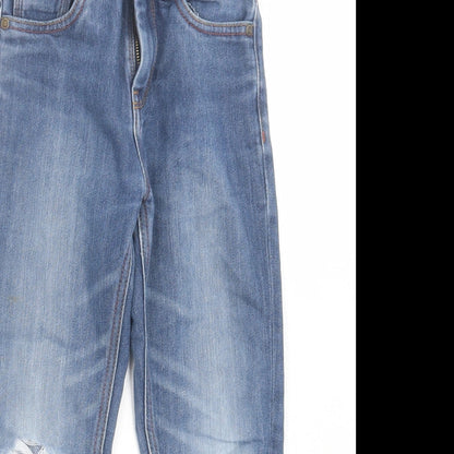 NEXT Boys Blue Cotton Straight Jeans Size 9 Months Regular Button - Distressed
