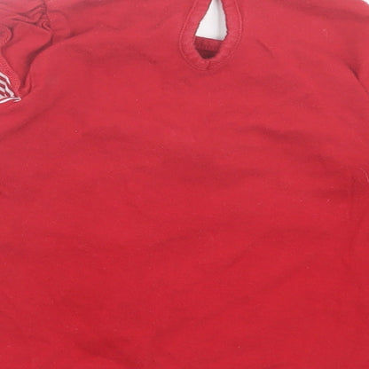 Marks and Spencer Girls Red Striped Cotton A-Line Size 6-9 Months Crew Neck Button