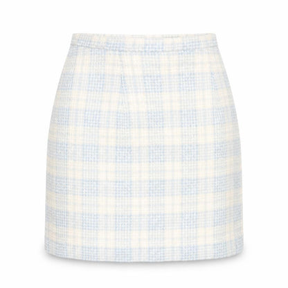 Dorothy Perkins Womens Blue Plaid Acrylic A-Line Skirt Size 8 Button