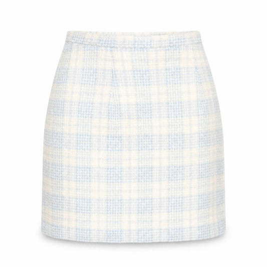 Dorothy Perkins Womens Blue Plaid Acrylic A-Line Skirt Size 8 Button