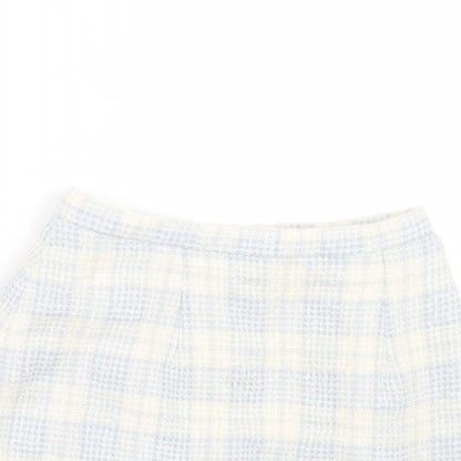 Dorothy Perkins Womens Blue Plaid Acrylic A-Line Skirt Size 8 Button