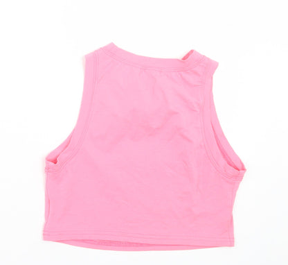 SheIn Womens Pink Cotton Cropped Tank Size S Crew Neck - Baby Girl