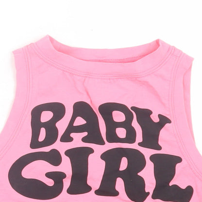 SheIn Womens Pink Cotton Cropped Tank Size S Crew Neck - Baby Girl
