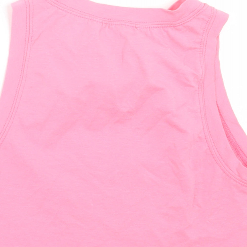 SheIn Womens Pink Cotton Cropped Tank Size S Crew Neck - Baby Girl