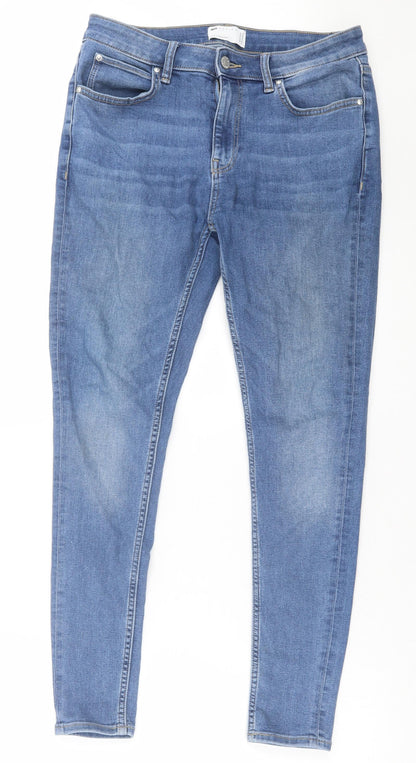 ASOS Mens Blue Cotton Skinny Jeans Size 32 in L32 in Regular Button
