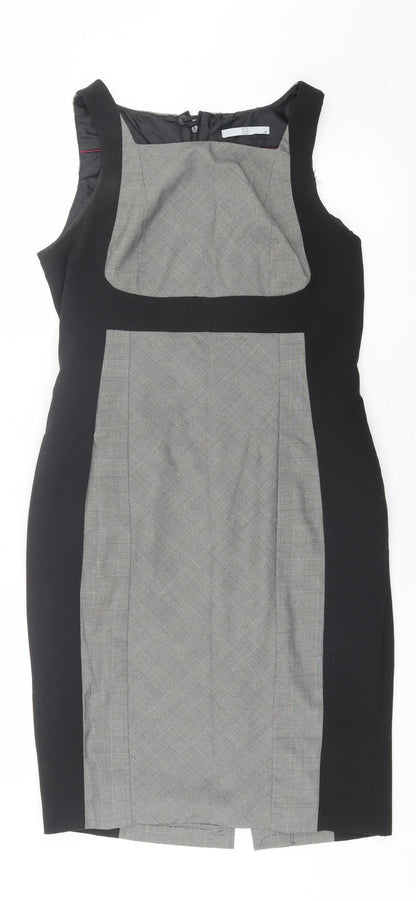 TU Womens Black Polyester Sheath Size 12 Square Neck Zip