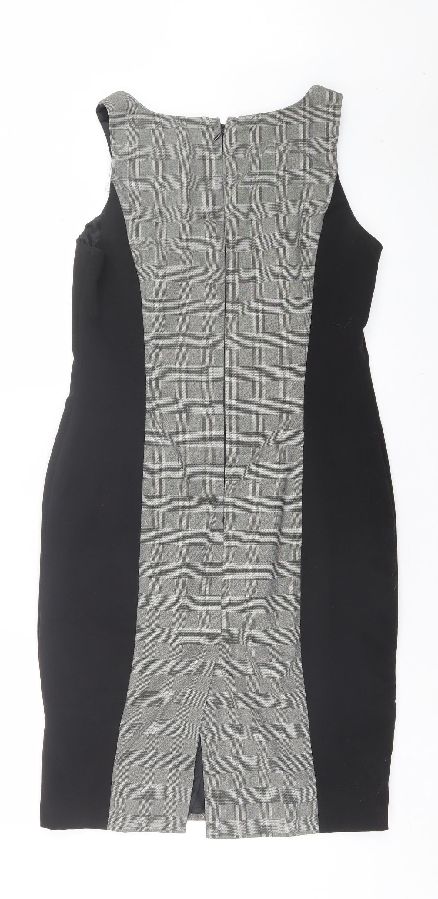 TU Womens Black Polyester Sheath Size 12 Square Neck Zip