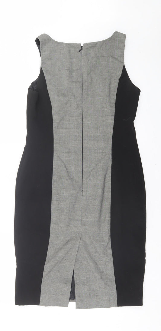 TU Womens Black Polyester Sheath Size 12 Square Neck Zip