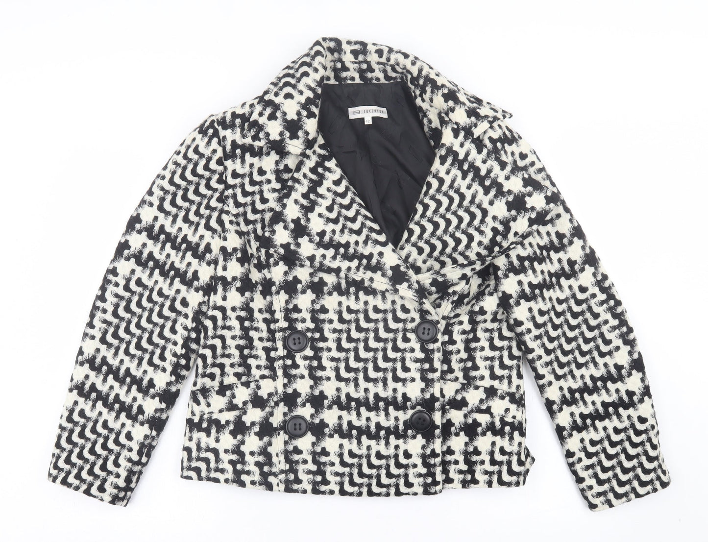 Lucchero Womens Black Geometric Jacket Size 14 Button