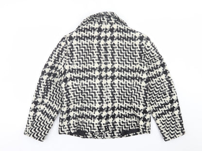Lucchero Womens Black Geometric Jacket Size 14 Button