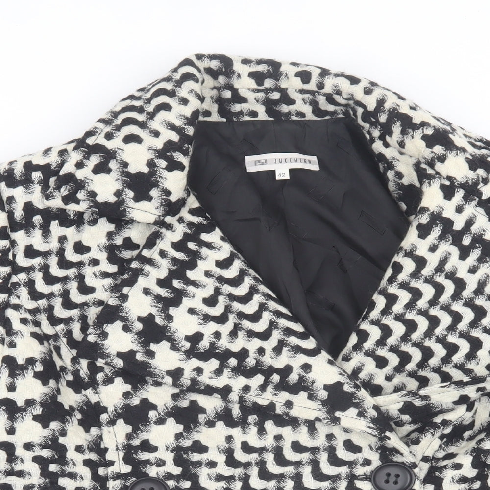 Lucchero Womens Black Geometric Jacket Size 14 Button