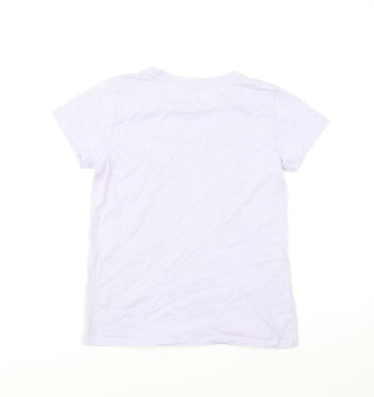 Dunnes Stores Girls Purple Cotton Basic T-Shirt Size 10-11 Years Round Neck Pullover - The Taste Of Summer