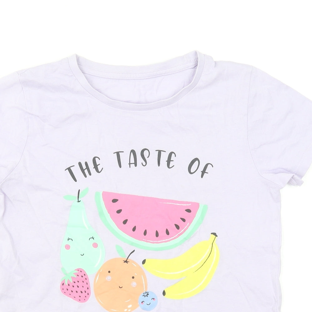Dunnes Stores Girls Purple Cotton Basic T-Shirt Size 10-11 Years Round Neck Pullover - The Taste Of Summer